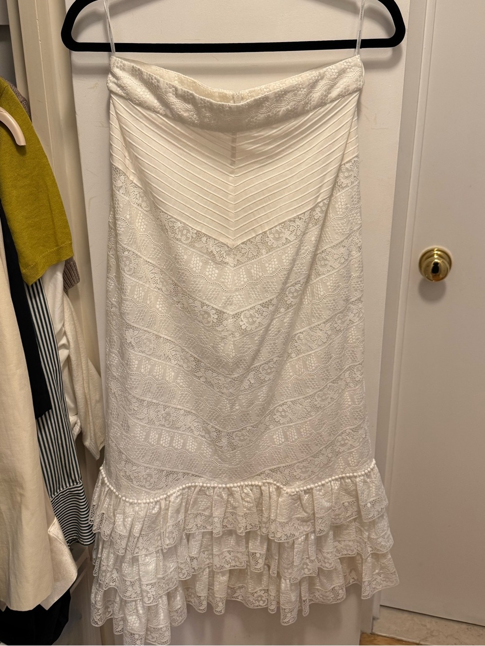 Zimmermann Ivory Lace Tiered Ruffle Midi Skirt